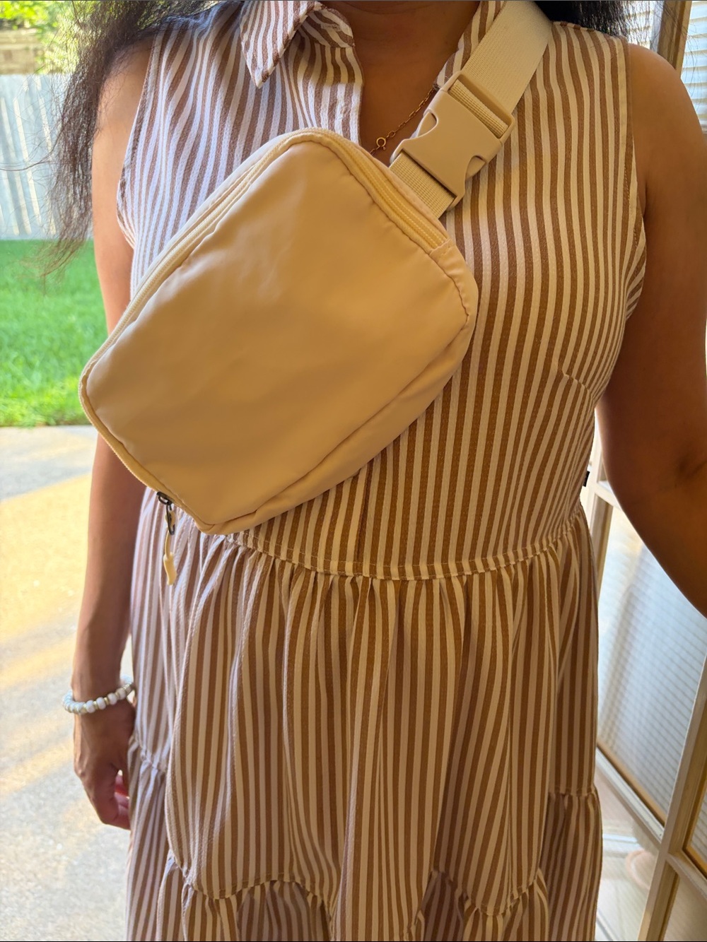 Neutral Cream Crossbody Belt Bag - Women